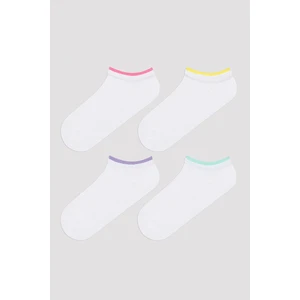 Multicolored Ankle Line Beyaz 4lü Patik Çorap