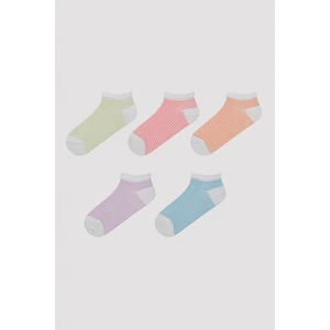 Multicolored Stripe Çok Renkli 5li Patik Çorap