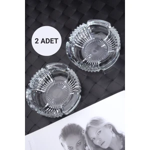 2 Adet Cam Kristal Lüks Küllük - Kül Tablası - Yuvarlak Kül Tabağı