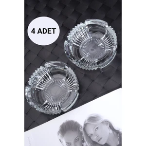 4 Adet Cam Kristal Lüks Küllük - Kül Tablası - Yuvarlak Kül Tabağı