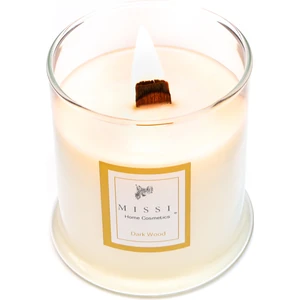 Büyük Üfleme Cam Ahşap Fitilli Dark Wood Vegan Mum(380 gr)