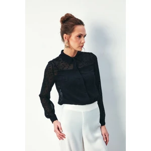 Desenli Klasik Gömlek - Siyah