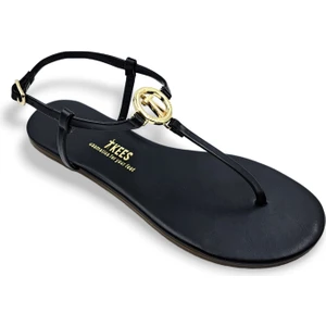 T8023 Tokalı Siyah Kadın Parmak Arası Sandalet