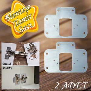 Krom Dolap Kapak Taş Menteşe Tamir Sacı Pratik Onarım Kiti Yuva Tablası 6,5x9 (2 Adet)