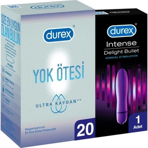Yok Ötesi Ultra Kaygan 20'li İnce Prezervatif + Durex Intense Vibe Bullet Titreşimli Vibratör