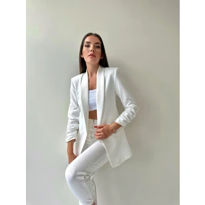 Seda Fidan Butik Kolu Büzgülü Blazer Ceket Ekru