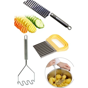 Fırsat Sende Şekilli Patates Bıçağı & Chips Cooper & Çelik Patates Ezici