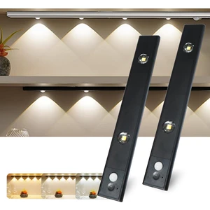 Hareket Sensörlü - Dekoratif Gece Lambası - USB Şarjlı LED Aydınlatma Siyah Kasa 30CM