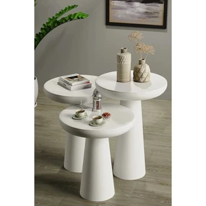 Royal Wood Store Mantar Sehpa Beyaz 3'lü Set