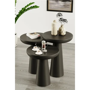 Royal Wood Store Mantar Sehpa Siyah 3'lü Set