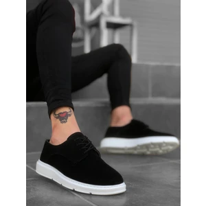 BA0003 Bağcıklı Klasik Spor Süet Siyah Beyaz Yüksek Taban Casual Erkek Ayakkabı