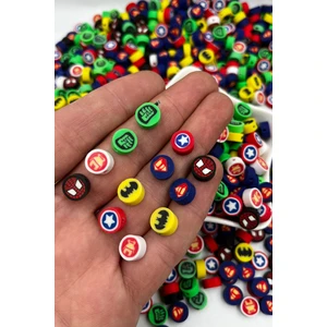 Ebruli Boncuk 10MM Süper Kahramanlar Figür Fimo BONCUK(100 Adet)