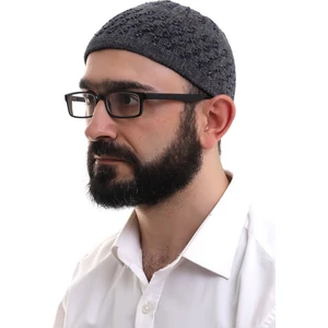 Füme Hasır Desen Kışlık Kadife Namaz Takkesi