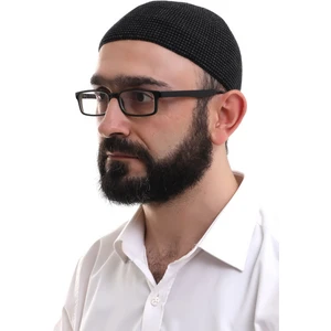 Füme Kışlık Nokta Desenli Orlon Namaz Takkesi