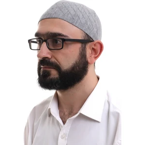 Gri Kışlık Çapraz Desenli Dokuma Takke