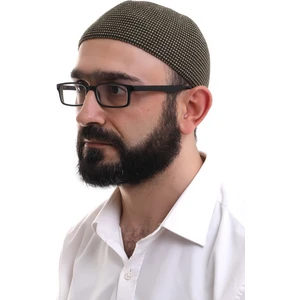 Açık Kahve Kışlık Nokta Desenli Orlon Namaz Takkesi