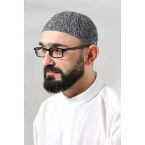 Melanj Safir Dantel Detaylı Örme Namaz Takkesi
