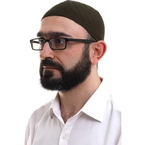 Koyu Haki Kışlık Çapraz Desenli Dokuma Takke