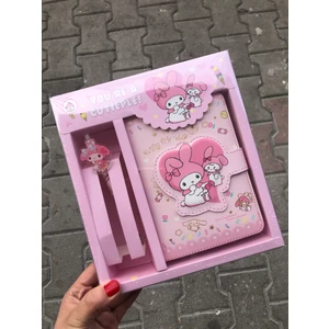 Syn İletişim My Melodi Melody Y2K Sanrio Kawai Planlayıcı Deri Kapaklı Miknatıslı Kalemlik Lüx Kırtasiye Ajanda Defter Kalem Seti