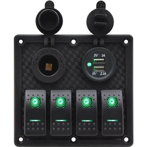 Switch Panel 4'lü USB +Çakmaklık Yeşil