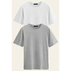 Unisex 2-Li Paket  Pamuk Basic Regular/normal Kesim Bisiklet Yaka Kısa Kollu T-Shirt