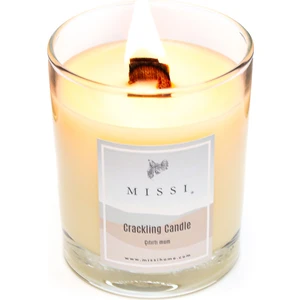 Ahşap Fitilli Palo Santo Kokulu Ekru Craklıng Vegan Mum (Çıtırtılı Mum)