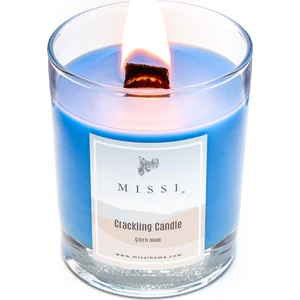 Ahşap Fitilli Sandal Wood Kokulu Mavi Craklıng Vegan Mum (Çıtırtılı Mum)