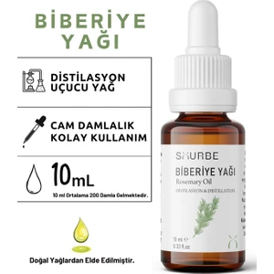 Biberiye Yağı %100 Doğal Bitkisel Uçucu Yağ Rosemary Oil 10 ml Cam Damlalıklı Şişe