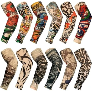 Airbrush Tattoo Giyilebilir Dövme 6 Çift 12 Adet Karma Kol Çorap Dövmesi Seti Sleeve Tattoo