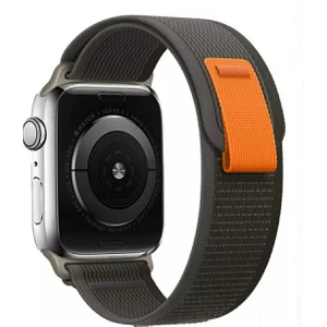 Apple Watch ( 38MM / 40MM/ 41 mm (Seriler /se ile Uyumlu ) Trail  Cırtlı Bant Kordon Gri Siyah