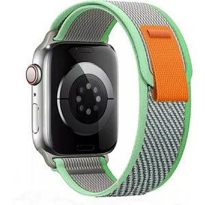 Apple Watch ( 38MM / 40MM/ 41 mm (Seriler /se ile Uyumlu ) Trail  Cırtlı Bant Kordon Gri Yeşil