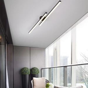 Alüminyum Modern Tavan Koridor Aydınlatması Çubuk LED Siyah Günışığı Lineer Avize Armatür Ikili LED