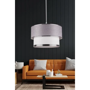 Salon / Oturma Odası Stone Gümüş Şerit Açık Gri Sarkıt Pasta Avize 71-80 cm 30 1 Hasır Beyaz E27 Mo