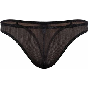Erkek Polyester Siyah Parlak Transparan Tanga String 1302