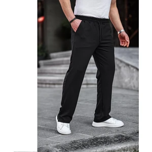 Roberto Bornova Erkek Siyah Fitilli Yırtmaçlı Buggy Eşofman Altı