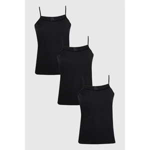 3'lü Bayan Ribana Dantelli Ip Askılı ATLET-178-SIYAH