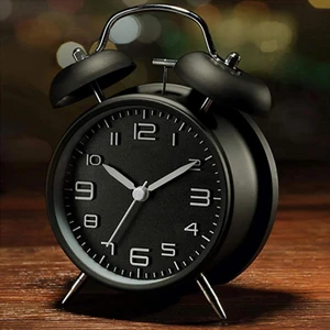 Sessiz Akar Saniyeli 16CM Alarm Masa Çalar Saat Yüksek Zil Sesi Büyük Boy Siyah