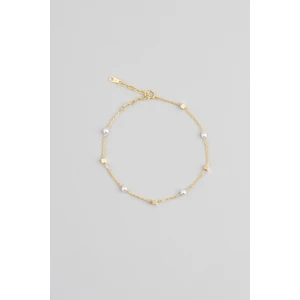 So CHIC Pearl 18 Ayar Sarı Altın Kaplama 21 cm Gümüş Minimal Bileklik