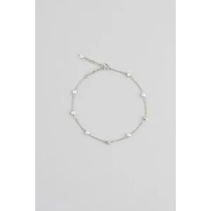 So CHIC Pearl Taşlı 18 Ayar Beyaz Altın Kaplama 21 cm Gümüş Minimal Bileklik