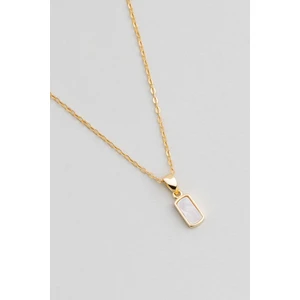 So CHIC Sedef Taşlı 18 Ayar Sarı Altın Kaplama 43 cm Gümüş Minimal Kolye