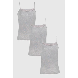 3'lü Bayan Ribana Dantelli Ip Askılı ATLET-178 Gri