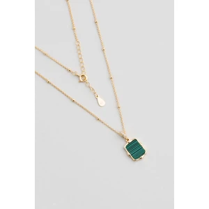 So CHIC Malahit Işığı 18 Ayar Sarı Altın Kaplama 47 cm Gümüş Minimal Kolye