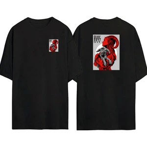 The Wert  Şeytan ve Koyun Ön Arka Baskılı Sıyah Oversize T-Shirt