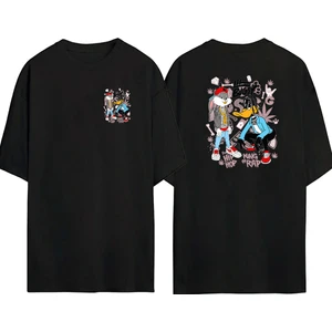 The Wert  Bugs Bunny Urban,hip Hop Ön Arka Baskılı Sıyah Oversize T-Shirt