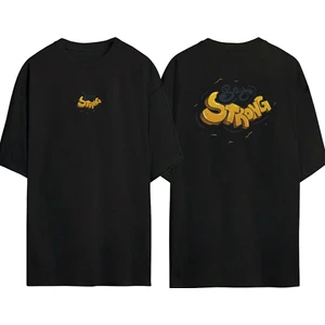 The Wert  Stay Strong Ön Arka Baskılı Sıyah Oversize T-Shirt