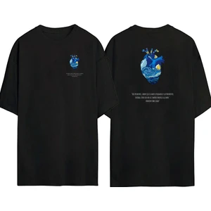 The Wert  Los Pecadores, Vıncent Van Gogh Ön Arka Baskılı Sıyah Oversize T-Shirt