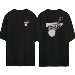 The Wert  Basket, Swish Ön Arka Baskılı Sıyah Oversize T-Shirt