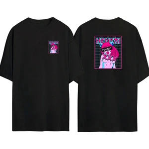 The Wert  Hentaı Xxx Ön Arka Baskılı Sıyah Oversize T-Shirt