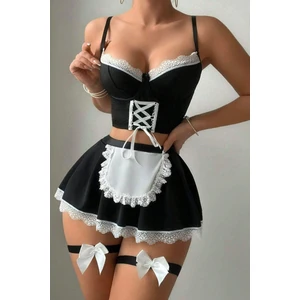 Bella Notte Siyah Fransız Model Hizmetçi Kostüm