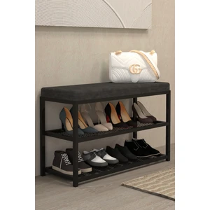 Ayakkabılık Puflu Süngerli Oturaklı Metal Ayakkabı Rafı Modern Vestiyer Baklavalı Metal Tasarım